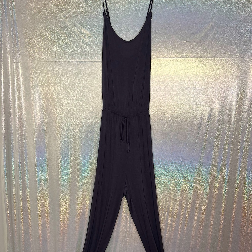 Fantastic fawn jumpsuit onsie jumper grey tie waist criss cross back comfy